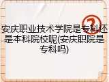 安庆职业技术学院是专科还是本科院校呢(安庆职院是专科吗)
