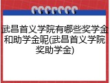 武昌首义学院有哪些奖学金和助学金呢(武昌首义学院奖助学金)