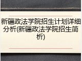 新疆政法学院招生计划详细分析(新疆政法学院招生简析)