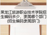 黑龙江旅游职业技术学院招生编码多少，隶属哪个部门(招生编码隶属部门)