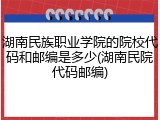 湖南民族职业学院的院校代码和邮编是多少(湖南民院代码邮编)
