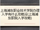 上海浦东职业技术学院办理入学有什么攻略没(上海浦东职院入学攻略)
