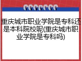重庆城市职业学院是专科还是本科院校呢(重庆城市职业学院是专科吗)