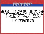 黑龙江工程学院占地多少亩，什么情况下成立(黑龙江工程学院亩数)
