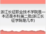 浙江长征职业技术学院是一本还是本科第二批(浙江长征学院是几本)