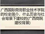广西国际商务职业技术学院的校史简介，什么历史与社会背景下建校的(广西商院建校背景)