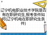 辽宁机电职业技术学院是否有在职研究生,报考条件如何(辽宁机电在职研究生条件)