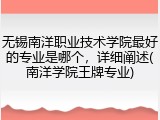 无锡南洋职业技术学院最好的专业是哪个，详细阐述(南洋学院王牌专业)