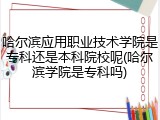 哈尔滨应用职业技术学院是专科还是本科院校呢(哈尔滨学院是专科吗)