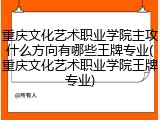 重庆文化艺术职业学院主攻什么方向有哪些王牌专业(重庆文化艺术职业学院王牌专业)