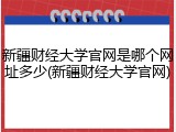 新疆财经大学官网是哪个网址多少(新疆财经大学官网)