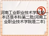 河南工业职业技术学院是一本还是本科第二批(河南工业职业技术学院是二本)