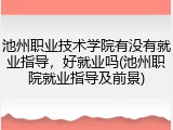 池州职业技术学院有没有就业指导，好就业吗(池州职院就业指导及前景)