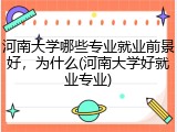 河南大学哪些专业就业前景好，为什么(河南大学好就业专业)