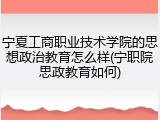 宁夏工商职业技术学院的思想政治教育怎么样(宁职院思政教育如何)