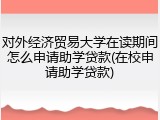 对外经济贸易大学在读期间怎么申请助学贷款(在校申请助学贷款)