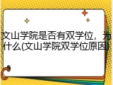 文山学院是否有双学位，为什么(文山学院双学位原因)