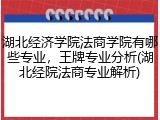 湖北经济学院法商学院有哪些专业，王牌专业分析(湖北经院法商专业解析)