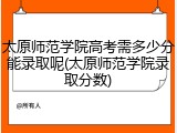 太原师范学院高考需多少分能录取呢(太原师范学院录取分数)