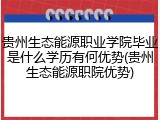 贵州生态能源职业学院毕业是什么学历有何优势(贵州生态能源职院优势)