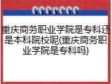 重庆商务职业学院是专科还是本科院校呢(重庆商务职业学院是专科吗)