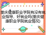 重庆健康职业学院有没有就业指导，好就业吗(重庆健康职业学院就业情况)