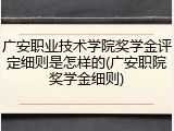 广安职业技术学院奖学金评定细则是怎样的(广安职院奖学金细则)