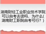 湖南财经工业职业技术学院可以自考去读吗，为什么(湖南财工职院自考可行？)