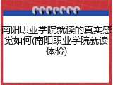 南阳职业学院就读的真实感觉如何(南阳职业学院就读体验)