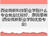西安高新科技职业学院什么专业就业比较好，原因是啥(西安高新职业学院优势专业)