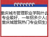 重庆城市管理职业学院什么专业最好，一年招多少人(重庆城管院热门专业招生)