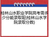 桂林山水职业学院高考需多少分能录取呢(桂林山水学院录取分数)