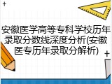 安徽医学高等专科学校历年录取分数线深度分析(安徽医专历年录取分解析)