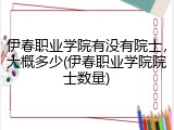 伊春职业学院有没有院士，大概多少(伊春职业学院院士数量)