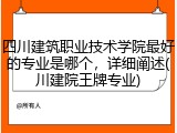 四川建筑职业技术学院最好的专业是哪个，详细阐述(川建院王牌专业)