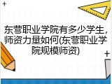 东营职业学院有多少学生，师资力量如何(东营职业学院规模师资)