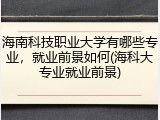 海南科技职业大学有哪些专业，就业前景如何(海科大专业就业前景)