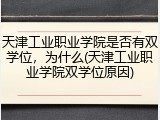 天津工业职业学院是否有双学位，为什么(天津工业职业学院双学位原因)