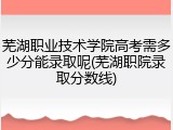 芜湖职业技术学院高考需多少分能录取呢(芜湖职院录取分数线)