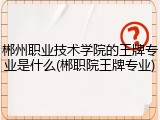 郴州职业技术学院的王牌专业是什么(郴职院王牌专业)