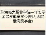 珠海格力职业学院一年奖学金最多能拿多少(格力职院最高奖学金)