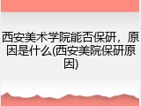 西安美术学院能否保研，原因是什么(西安美院保研原因)