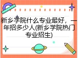 新乡学院什么专业最好，一年招多少人(新乡学院热门专业招生)