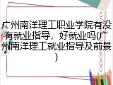 广州南洋理工职业学院有没有就业指导，好就业吗(广州南洋理工就业指导及前景)