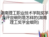 湖南理工职业技术学院奖学金评定细则是怎样的(湖南理工奖学金细则)