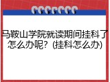 马鞍山学院就读期间挂科了怎么办呢？(挂科怎么办)