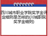 四川城市职业学院奖学金评定细则是怎样的(川城职院奖学金细则)