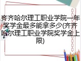 齐齐哈尔理工职业学院一年奖学金最多能拿多少(齐齐哈尔理工职业学院奖学金上限)