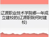 辽源职业技术学院哪一年成立建校的(辽源职院何时建校)