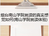 烟台南山学院就读的真实感觉如何(南山学院就读体验)